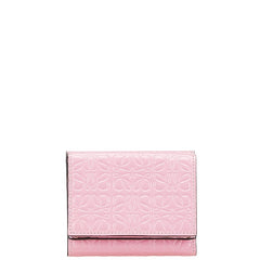 ロエベ アナグラム 三つ折り財布 ピンク レザー レディース LOEWE 【中古】