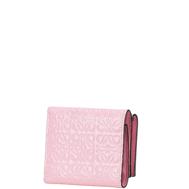 ロエベ アナグラム 三つ折り財布 ピンク レザー レディース LOEWE 【中古】