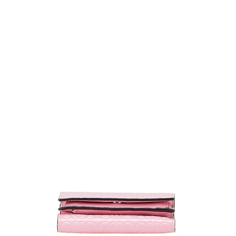 ロエベ アナグラム 三つ折り財布 ピンク レザー レディース LOEWE 【中古】