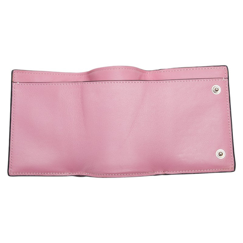 ロエベ アナグラム 三つ折り財布 ピンク レザー レディース LOEWE 【中古】