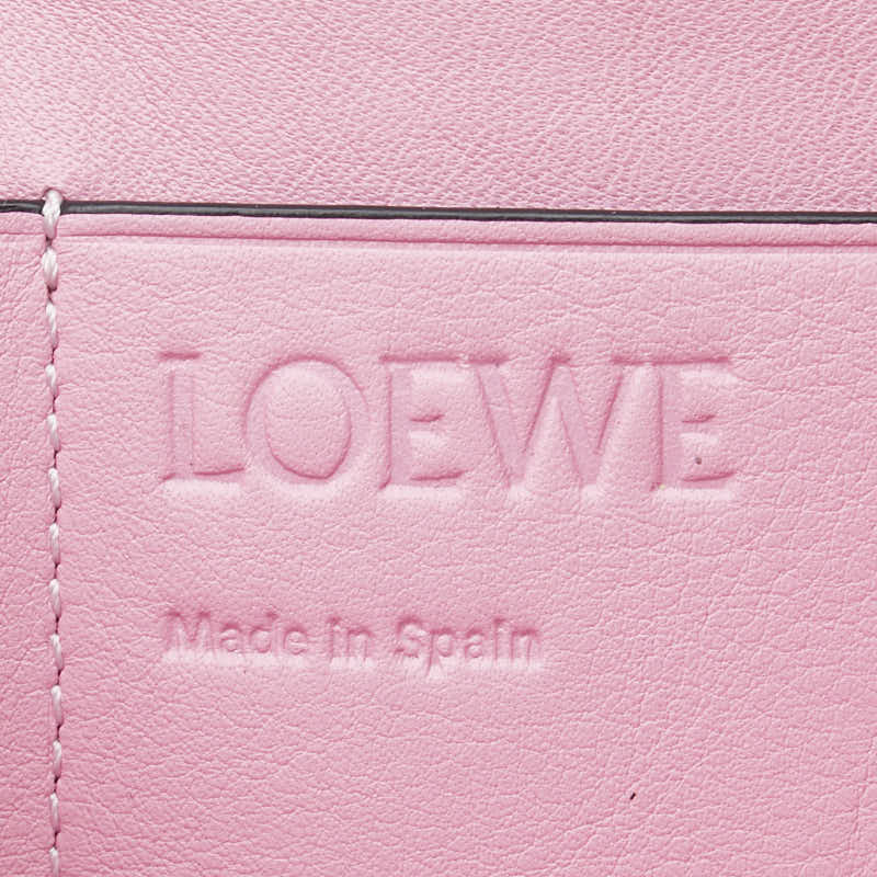 ロエベ アナグラム 三つ折り財布 ピンク レザー レディース LOEWE 【中古】