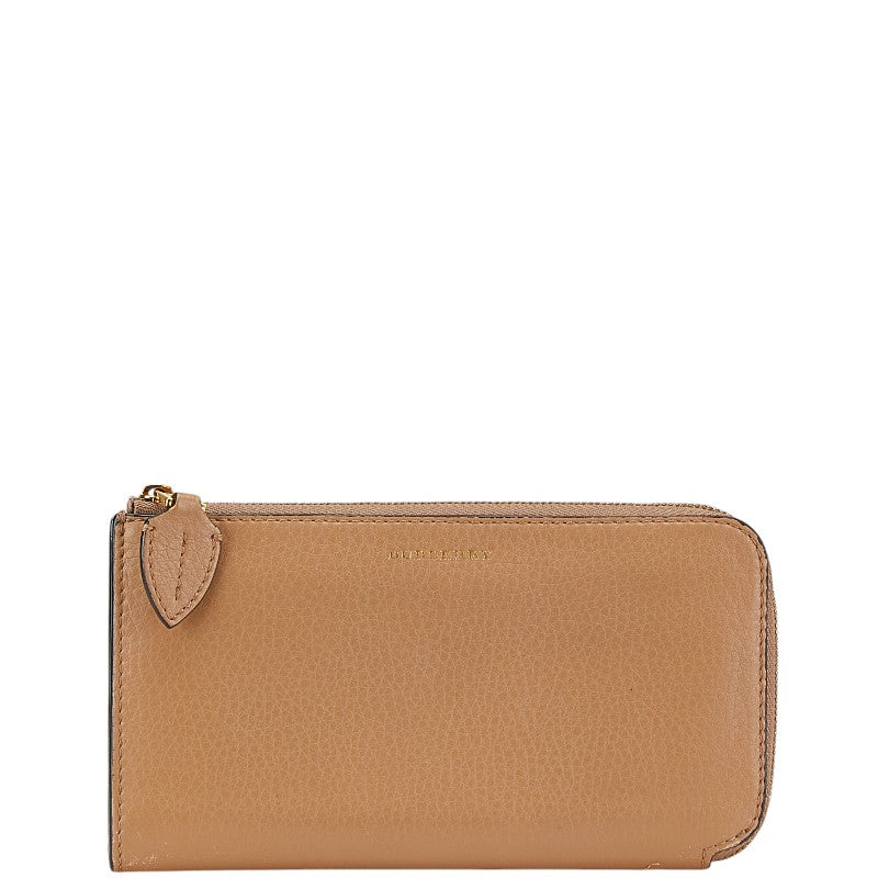 バーバリー ロゴ 長財布 ブラウン レザー レディース BURBERRY 【中古】