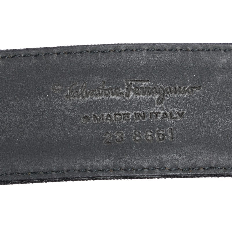 サルヴァトーレフェラガモ ヴァラ バックル ベルト サイズ:S ブラック シルバー レザー ナイロン レディース Salvatore Ferragamo 【中古】