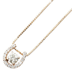 K18PG ピンクゴールド ダイヤ0.369ct ダイヤ0.14ct 馬蹄 ホースシュー モチーフ ベネチアンチェーン ネックレス レディース 【中古】