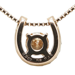 K18PG ピンクゴールド ダイヤ0.369ct ダイヤ0.14ct 馬蹄 ホースシュー モチーフ ベネチアンチェーン ネックレス レディース 【中古】