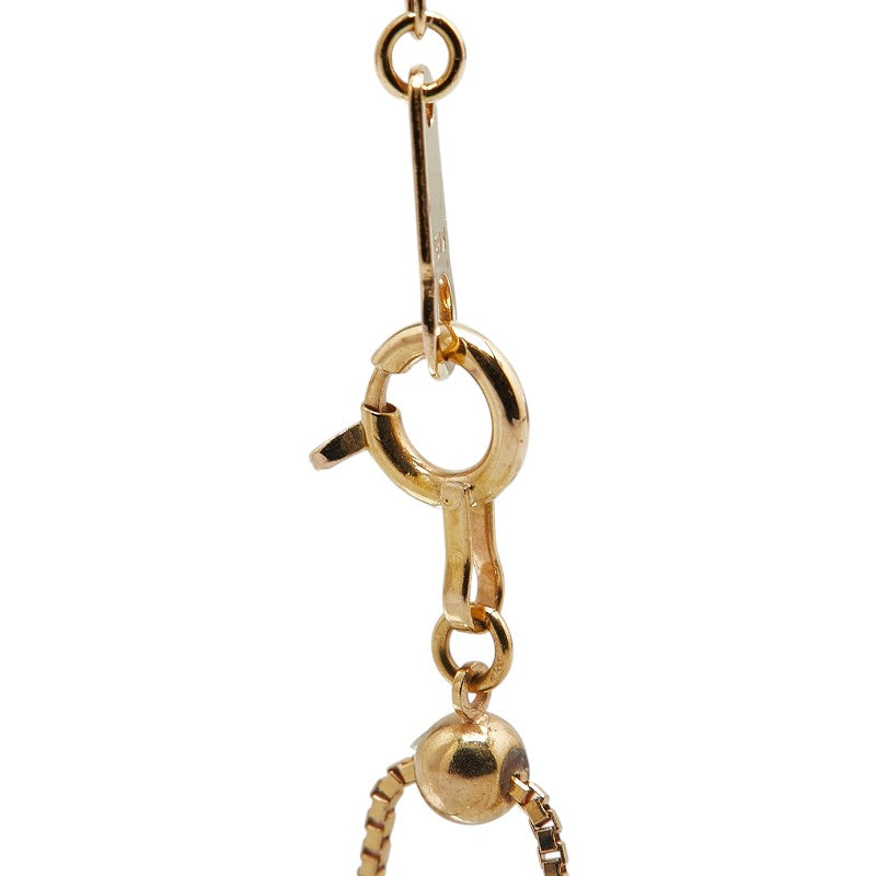 K18PG ピンクゴールド ダイヤ0.369ct ダイヤ0.14ct 馬蹄 ホースシュー モチーフ ベネチアンチェーン ネックレス レディース 【中古】