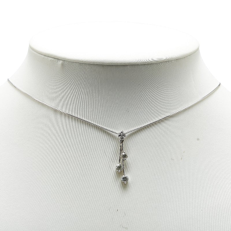 K18WG ホワイトゴールド ダイヤ0.70ct スイング ベネチアンチェーン ネックレス レディース 【中古】