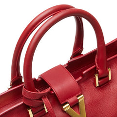 サンローラン プチカバス Yライン ハンドバッグ ショルダーバッグ 2WAY 311210 レッド レザー レディース SAINT LAURENT 【中古】