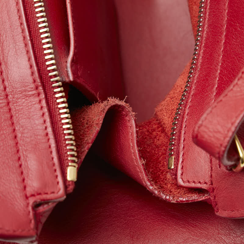 サンローラン プチカバス Yライン ハンドバッグ ショルダーバッグ 2WAY 311210 レッド レザー レディース SAINT LAURENT 【中古】