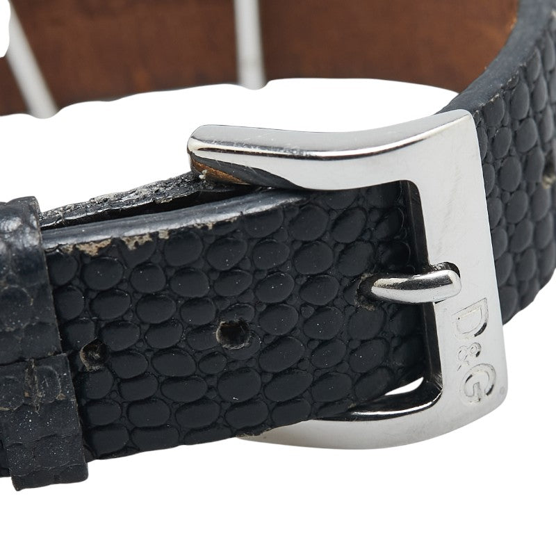 ドルチェアンドガッバーナ TIME I Love D&G 腕時計 DW0005 クオーツ ブラック文字盤 ステンレススチール レザー ラインストーン レディース DOLCE&GABBANA 【中古】