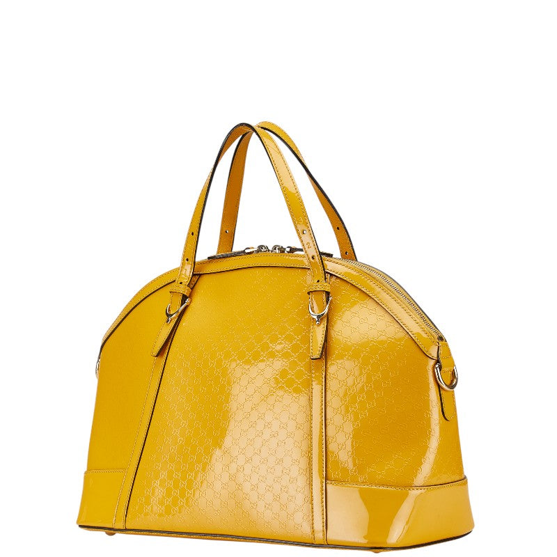 グッチ マイクロ グッチシマ ハンドバッグ トートバッグ 809614 イエロー パテントレザー レディース GUCCI 【中古】