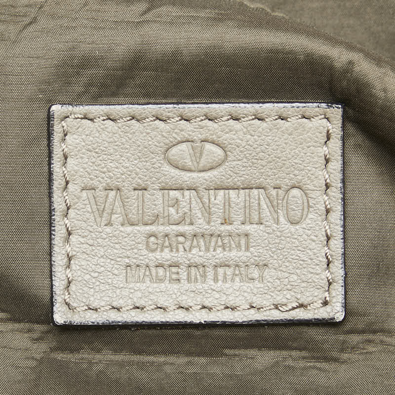 ヴァレンティノ カモフラージュ 迷彩 リュック バックパック カーキグリーン ブルー ナイロン レザー レディース VALENTINO 【中古】