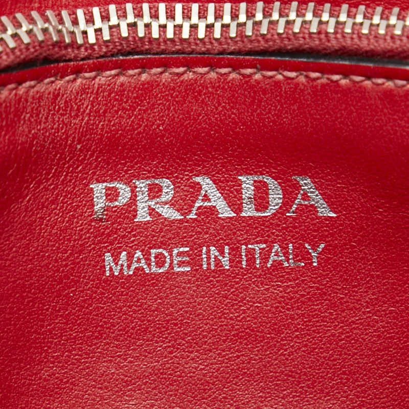 プラダ エレクトラ スタッズ 斜め掛け ショルダーバッグ レッド レザー サフィアーノ レディース PRADA 【中古】