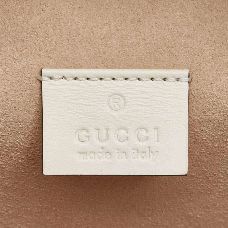 グッチ GGマーモント チェーン ミニ リュック バックパック 598594 ホワイト レザー レディース GUCCI 【中古】