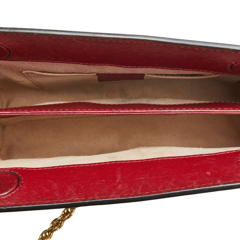 グッチ オフィディア 斜め掛け チェーン ショルダーバッグ 503877 ネイビー レッド レザー スエード レディース GUCCI 【中古】