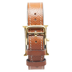 エルメス Hウォッチ 腕時計 HH1.201 クオーツ ホワイト文字盤 メッキ レザー レディース HERMES 【中古】