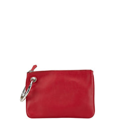 フェンディ Fロゴ ポーチ クラッチバッグ レッド レザー レディース FENDI 【中古】