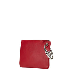 フェンディ Fロゴ ポーチ クラッチバッグ レッド レザー レディース FENDI 【中古】