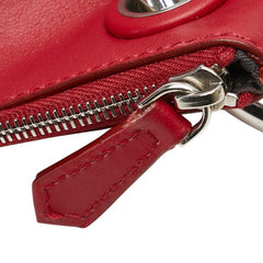 フェンディ Fロゴ ポーチ クラッチバッグ レッド レザー レディース FENDI 【中古】