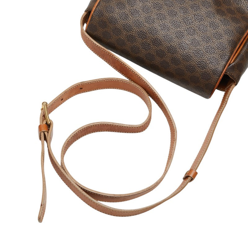 セリーヌ マカダム ショルダーバッグ ブラウン PVC レザー レディース CELINE 【中古】