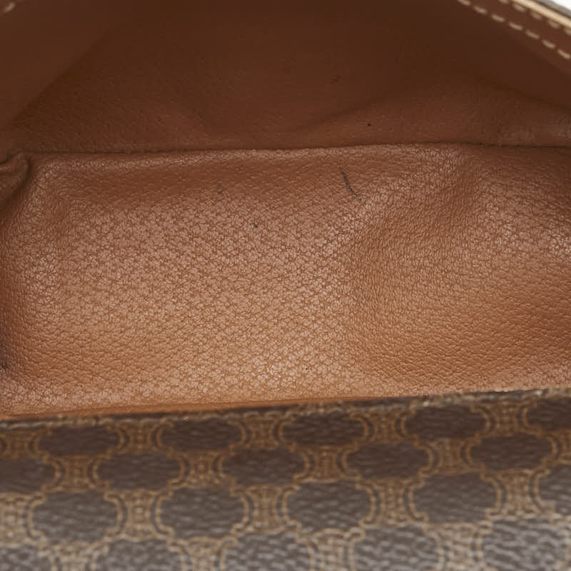 セリーヌ マカダム ショルダーバッグ ブラウン PVC レザー レディース CELINE 【中古】