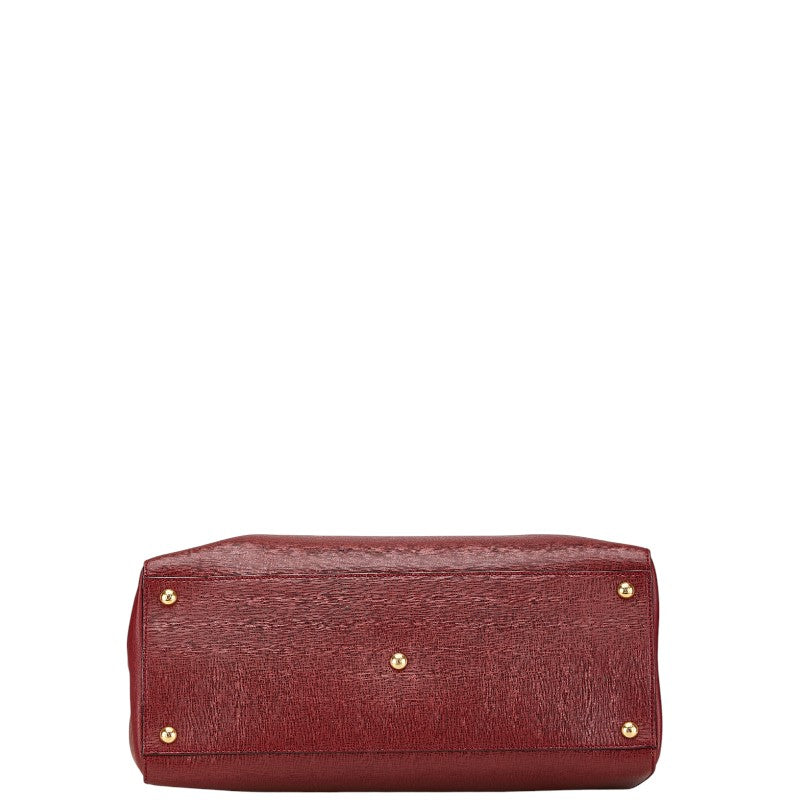 フェンディ トロワジュール ハンドバッグ ショルダーバッグ２WAY 8BH250 レッド レザー レディース FENDI 【中古】