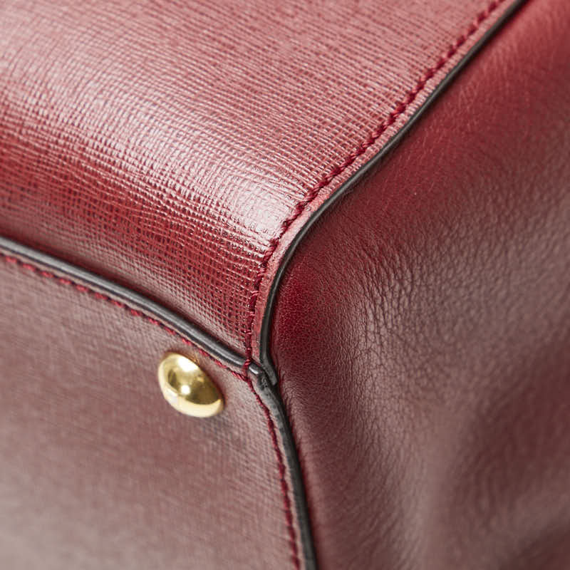 フェンディ トロワジュール ハンドバッグ ショルダーバッグ２WAY 8BH250 レッド レザー レディース FENDI 【中古】