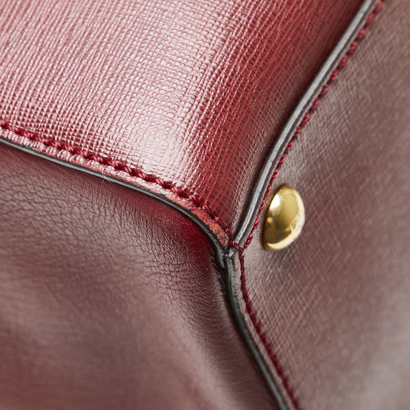フェンディ トロワジュール ハンドバッグ ショルダーバッグ２WAY 8BH250 レッド レザー レディース FENDI 【中古】