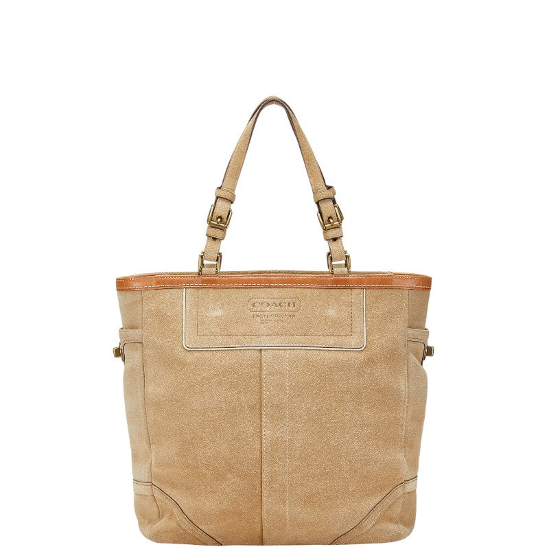 コーチ トートバッグ ショルダーバッグ ベージュ ブラウン スウェード レディース COACH 【中古】