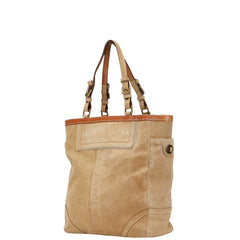 コーチ トートバッグ ショルダーバッグ ベージュ ブラウン スウェード レディース COACH 【中古】
