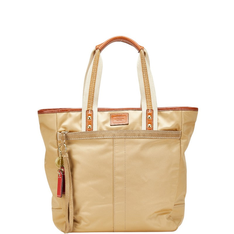 コーチ トートバッグ ショルダーバッグ Ｃ06M-10101 ベージュ ブラウン ナイロン レザー レディース COACH 【中古】