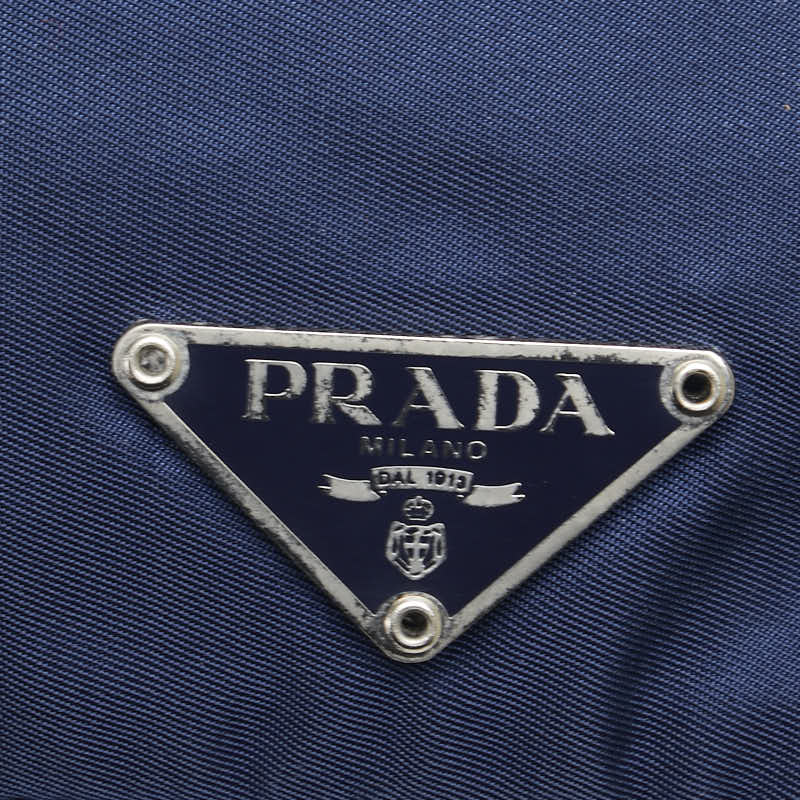 プラダ 三角ロゴプレート ウエストバッグ ボディバッグ ネイビー ナイロン レディース PRADA 【中古】