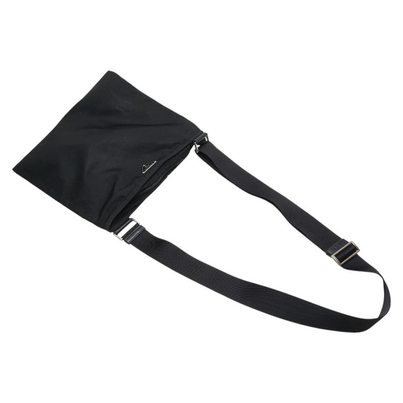 プラダ 三角ロゴプレート 斜め掛け ショルダーバッグ ブラック ナイロン レディース PRADA 【中古】