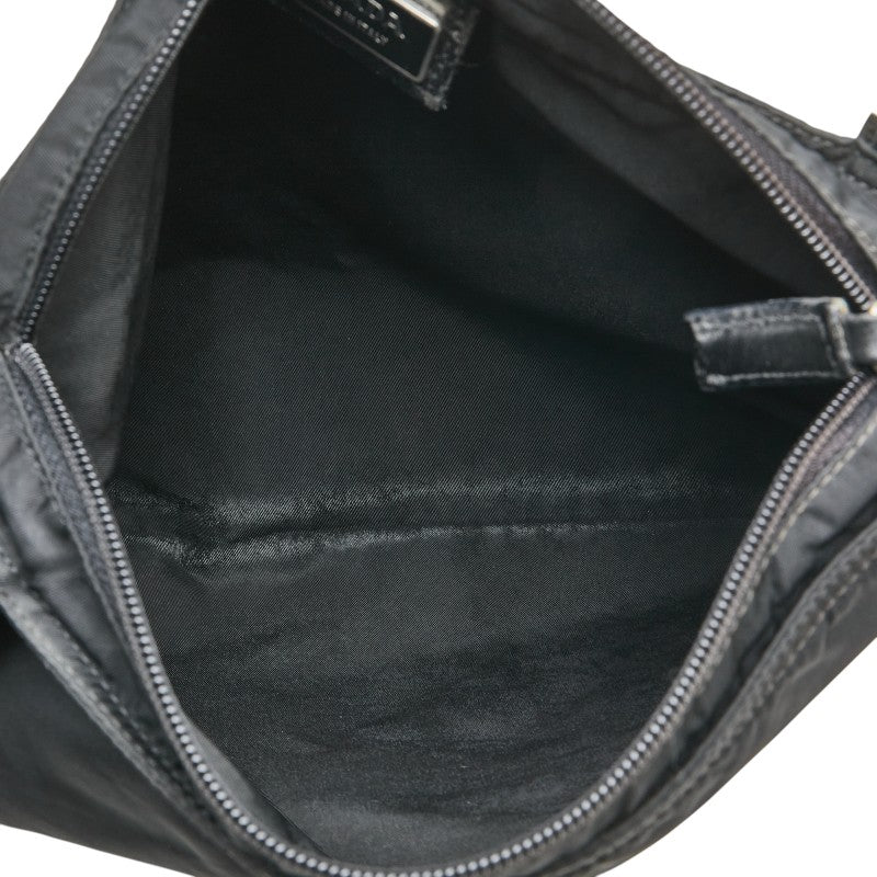 プラダ 三角ロゴプレート 斜め掛け ショルダーバッグ ブラック ナイロン レディース PRADA 【中古】
