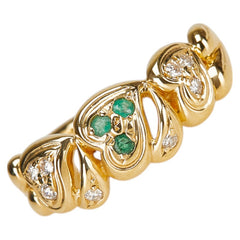 K18YG イエローゴールド エメラルド0.08ct ダイヤ0.10ct リング 指輪 レディース 10.5号 【中古】