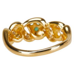 K18YG イエローゴールド エメラルド0.08ct ダイヤ0.10ct リング 指輪 レディース 10.5号 【中古】