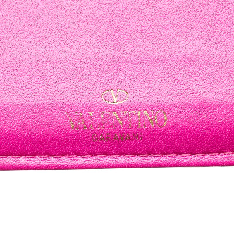 ヴァレンティノ ローマンスタッズ コインケース ピンク ゴールド レザー レディース VALENTINO 【中古】
