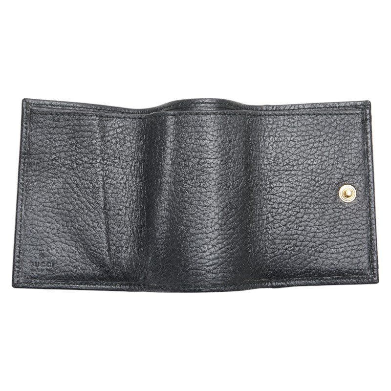 グッチ GGマーモント 三つ折り財布 コンパクトウォレット 523277 ブラック レザー レディース GUCCI 【中古】