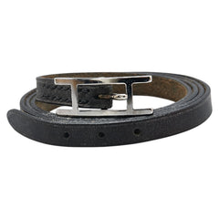 エルメス アピ3 ロング ブレスレット チョーカー ブラック シルバー レザー レディース HERMES 【中古】