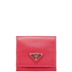 プラダ 三角ロゴプレート コインケース 小銭入れ ピンク レザー レディース PRADA 【中古】