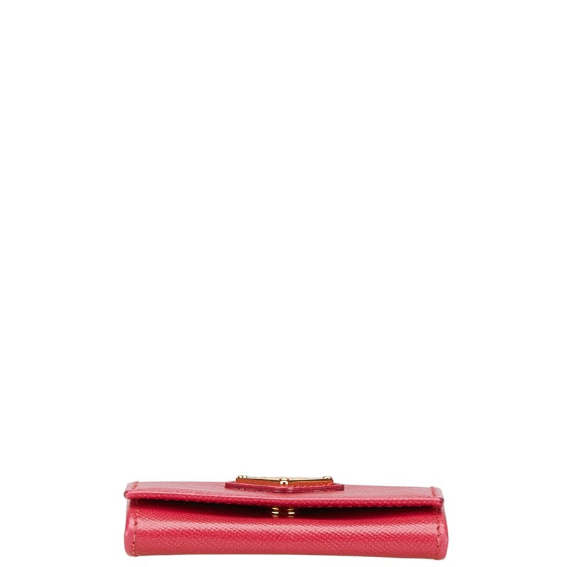 プラダ 三角ロゴプレート コインケース 小銭入れ ピンク レザー レディース PRADA 【中古】