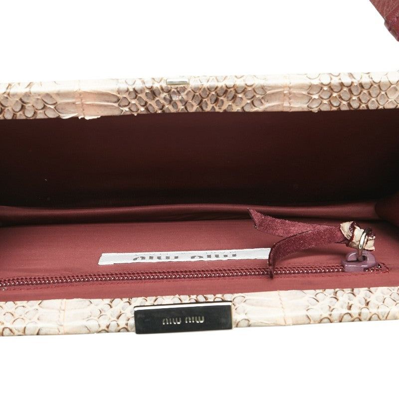 ミュウミュウ リボン ワンショルダーバッグ ベージュ パイソン レディース MIUMIU 【中古】