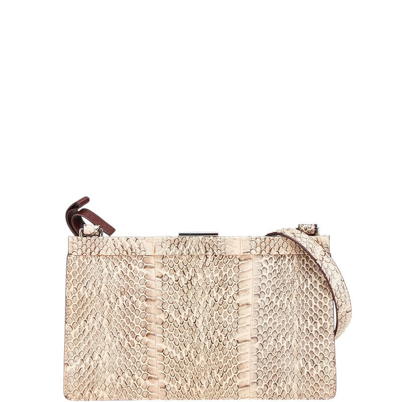 ミュウミュウ リボン ワンショルダーバッグ ベージュ パイソン レディース MIUMIU 【中古】