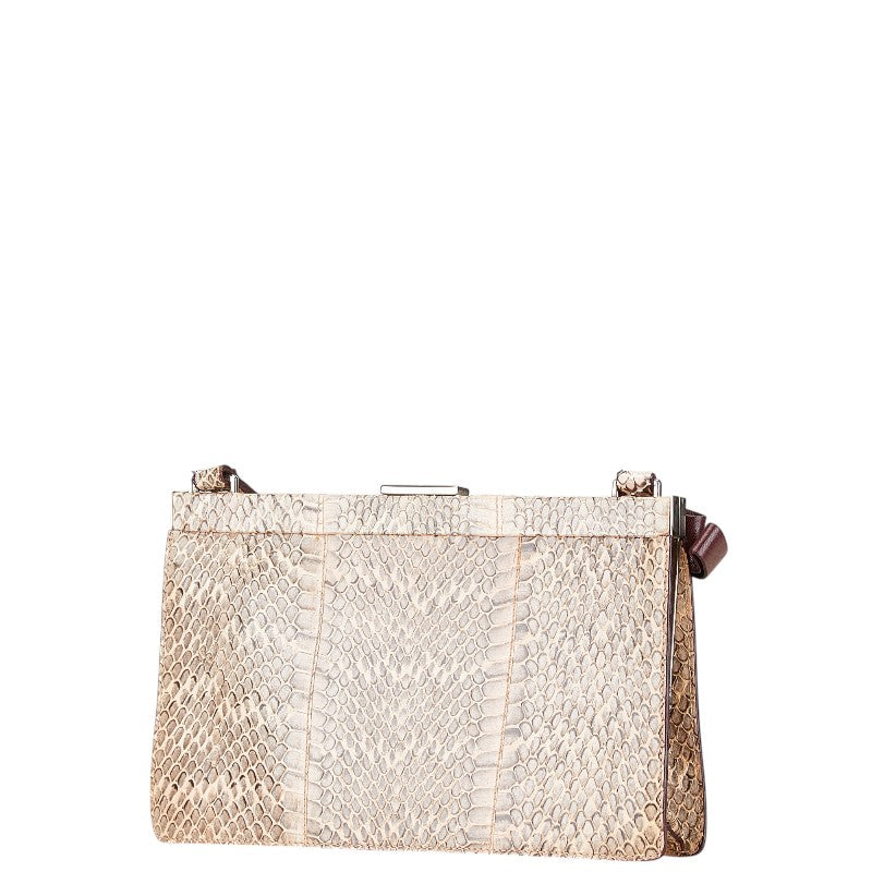 ミュウミュウ リボン ワンショルダーバッグ ベージュ パイソン レディース MIUMIU 【中古】
