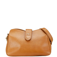 ヴァレンティノ Vロゴ 斜め掛け ショルダーバッグ ブラウン レザー レディース VALENTINO 【中古】