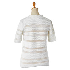 ルイ ヴィトン ボーダー 半袖ニット サイズ:M ホワイト コットン ポリアミド レディース LOUIS VUITTON 【中古】