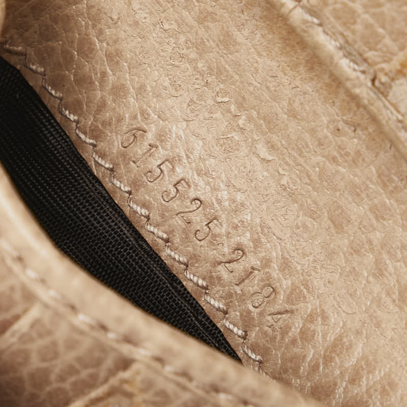 グッチ インターロッキング 三つ折り財布 615525 ベージュ レザー レディース GUCCI 【中古】