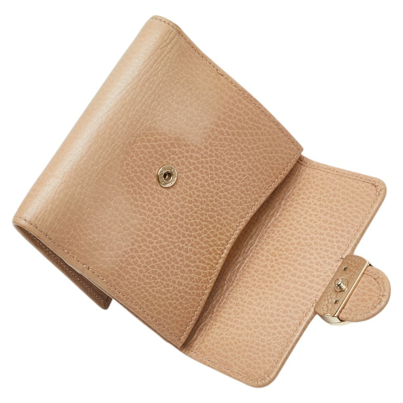 グッチ インターロッキング 三つ折り財布 615525 ベージュ レザー レディース GUCCI 【中古】