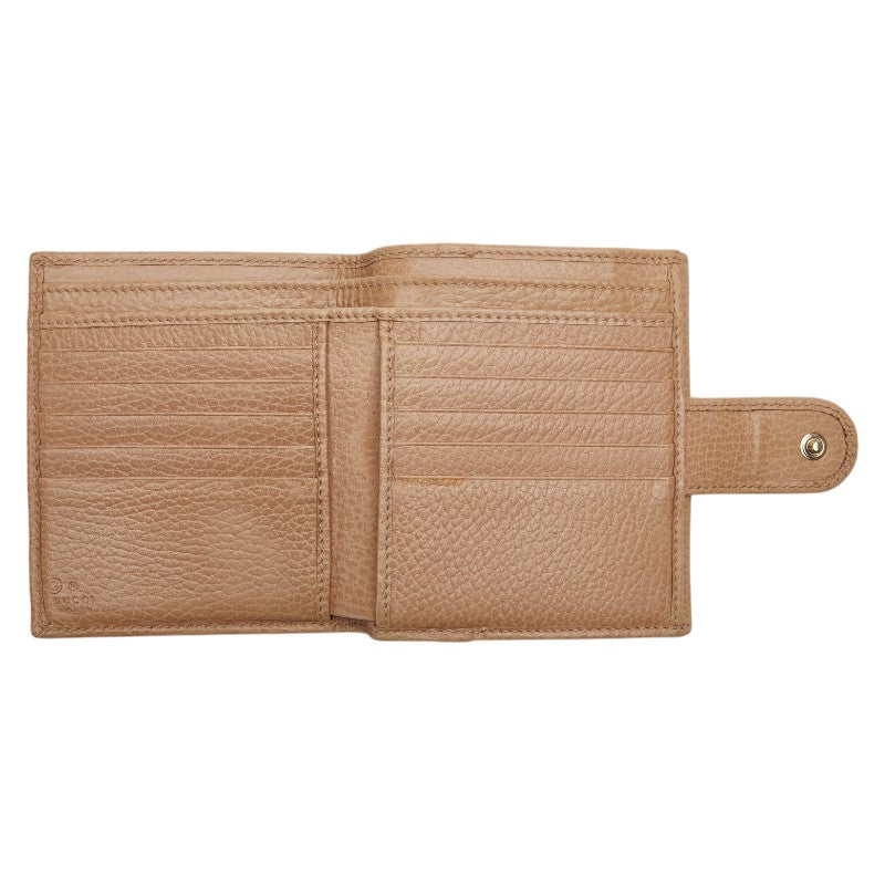 グッチ インターロッキング 三つ折り財布 615525 ベージュ レザー レディース GUCCI 【中古】