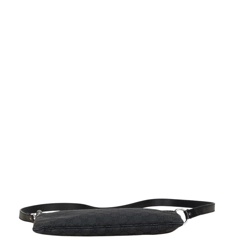 グッチ GGキャンバス 斜め掛け ショルダーバッグ 113013 ブラック キャンバス レザー レディース GUCCI 【中古】